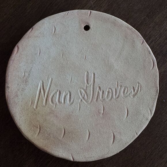 Terra Cotta Bread Warmer Stone –  Hummingbird Hand Painted Nan Grove - Picture 3 of 4